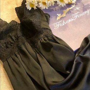 100% Mulberry Silk Nightgown in Classic Black